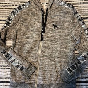 Victoria Secret/PINK Zip Up Sequin Hoodie. Size Medium.